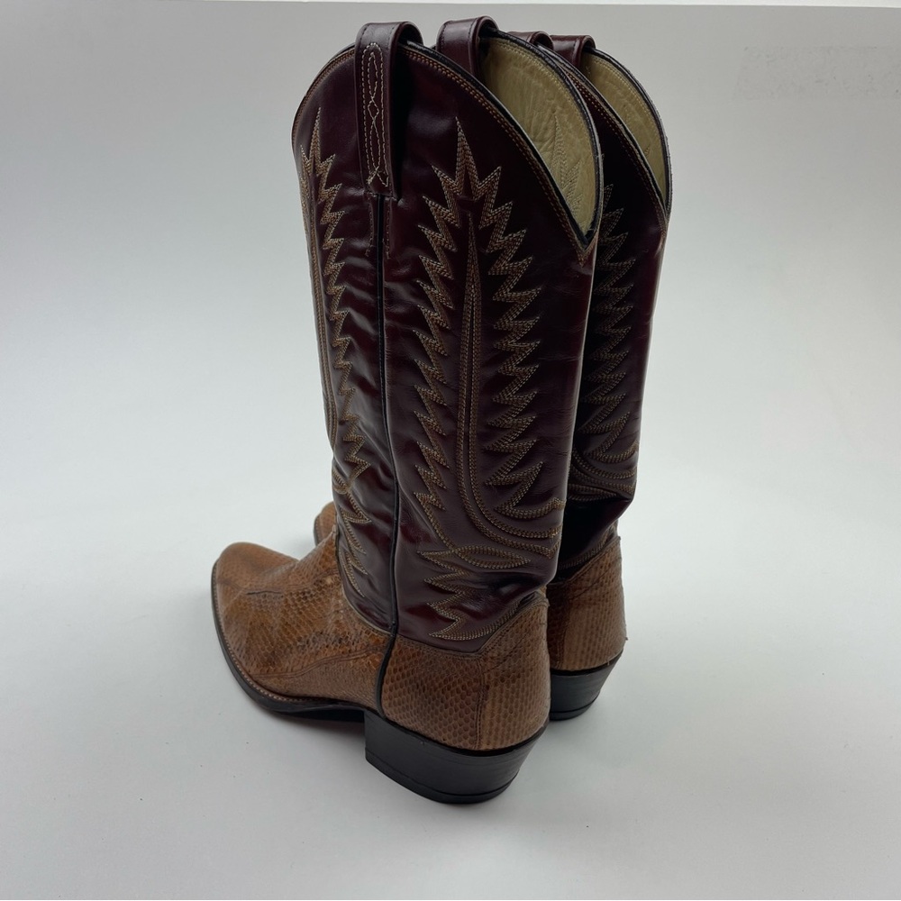 Vintage Dan Post Brown Front Cut Python Cowboy Bo… - image 8